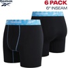 image:imageReebok Mens Underwear Boxer Briefs  6 Pack Stretch Performance Moisture Wicking Boxers for Men with Contour Pouch 6 InseamJet Black With Contrast Stitch