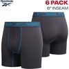 image:imageReebok Mens Underwear Boxer Briefs  6 Pack Stretch Performance Moisture Wicking Boxers for Men with Contour Pouch 6 InseamMedium GreyJet BlackDark Grey