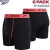 image:imageReebok Mens Underwear Boxer Briefs  6 Pack Stretch Performance Moisture Wicking Boxers for Men with Contour Pouch 6 InseamTrue Black With Contrast Stitch