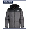 image:imageReebok Mens Winter Jacket  Heavyweight Insulated Puffer Jacket with Hood  Wind and Water Resistant Fabric Blocks Chill Sturdy FullZip Closure for Easy Layering Versatile Everyday StyleCharcoal Grey Ash