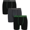 image:imageReebok Mens Boxer Briefs  3 Pack Moisture Wicking Athletic Performance Underwear Boxers for Men with Contour Pouch SL3pk BlackCharcoal GreyGreen Stitch