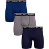 image:imageReebok Mens Boxer Briefs  3 Pack MoistureWicking Stretch Pouch 6  Lightweight Performance Fabric Wicks Away Sweat Supportive Long Leg Design Helps Reduce RideUp All DayMaritime BlueMedium Grey MelangeBlue Depths