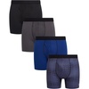 image:imageReebok Mens Boxer Briefs  4 Pack Underwear with Contour Pouch 6 Inseam  Athletic Stretch Performance MoistureWicking Fabric No Fly Pouch TagFree WaistbandBlackBlue DepthsDark GreyPrint