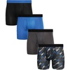 image:imageReebok Mens Boxer Briefs  4 Pack Underwear with Contour Pouch 6 Inseam  Athletic Stretch Performance MoistureWicking Fabric No Fly Pouch TagFree WaistbandBlackBlueCharcoalBlack Print