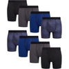 image:imageReebok Mens Boxer Briefs  8 Pack Performance Stretch Mens Underwear Boxers with Functional Fly 6 Inseam Boxers for MenBlackBlue DepthsDark GreyPrint