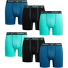 image:imageReebok Mens Underwear Boxer Briefs  6 Pack Stretch Performance Moisture Wicking Boxers for Men with Contour Pouch 6 InseamPool BlueTeal BlueBlack