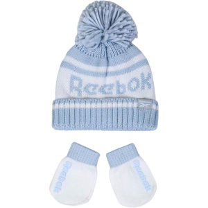 image:imageReebok 2Piece BabyToddler Winter Hat and Gripped Mittens Knitted Pom Beanie amp AntiSlip Gloves Cold Weather AccessoriesBlueIvory