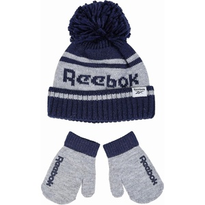 image:imageReebok 2Piece BabyToddler Winter Hat and Gripped Mittens Knitted Pom Beanie amp AntiSlip Gloves Cold Weather AccessoriesVector NavyLight Gray