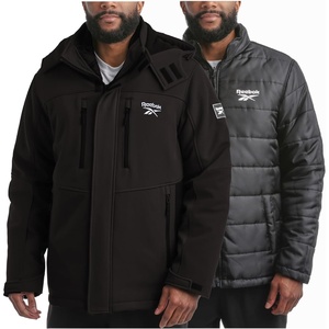 image:imageReebok Mens 3in1 Softshell Ski Jacket with Removable Puffer Liner  WeatherResistant Shell Blocks Wind Rain and Snow Zippered Pockets Versatile from Alpine Trails to City StreetsBlack Ink