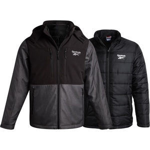 image:imageReebok Mens 3in1 Softshell Ski Jacket with Removable Puffer Liner  WeatherResistant Shell Blocks Wind Rain and Snow Zippered Pockets Versatile from Alpine Trails to City StreetsCharcoal Slate