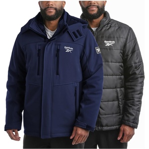 image:imageReebok Mens 3in1 Softshell Ski Jacket with Removable Puffer Liner  WeatherResistant Shell Blocks Wind Rain and Snow Zippered Pockets Versatile from Alpine Trails to City StreetsVector Navy
