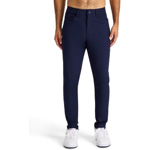 image:imageReebok Mens 5Pocket Voyager Oblong Pant Tapered Slim Fit Lightweight Poly DoubleKnit FabricVector Navy