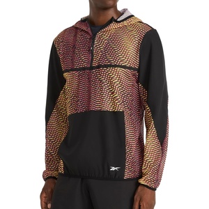 image:imageReebok Mens Athlete Hype Jacket Standard Fit Lightweight Recycled Poly FabricBlackElectric Amber