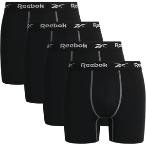 image:imageReebok Mens Boxer Briefs  4 Pack Underwear with Contour Pouch 6 Inseam  Athletic Stretch Performance MoistureWicking Fabric No Fly Pouch TagFree WaistbandAll Black
