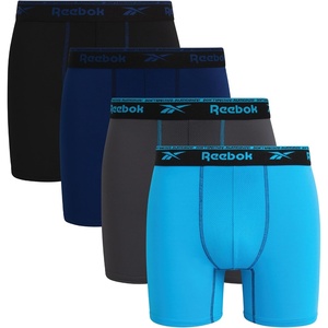 image:imageReebok Mens Boxer Briefs  4 Pack Underwear with Contour Pouch 6 Inseam  Athletic Stretch Performance MoistureWicking Fabric No Fly Pouch TagFree WaistbandBlue DepthsBlackBlue DanubeBlackened Pearl