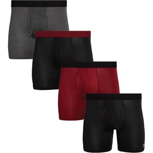 image:imageReebok Mens Boxer Briefs  4 Pack Underwear with Contour Pouch 6 Inseam  Athletic Stretch Performance MoistureWicking Fabric No Fly Pouch TagFree WaistbandGreyBlackRed