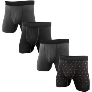 image:imageReebok Mens Boxer Briefs  4 Pack Underwear with Contour Pouch 6 Inseam  Athletic Stretch Performance MoistureWicking Fabric No Fly Pouch TagFree WaistbandGrey Black