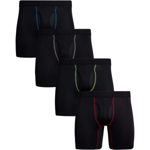 image:imageReebok Mens Boxer Briefs  4 Pack Underwear with Contour Pouch 6 Inseam  Athletic Stretch Performance MoistureWicking Fabric No Fly Pouch TagFree WaistbandBlack