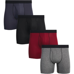 image:imageReebok Mens Boxer Briefs  4 Pack Underwear with Contour Pouch 6 Inseam  Athletic Stretch Performance MoistureWicking Fabric No Fly Pouch TagFree WaistbandGreyBlackRedBlack