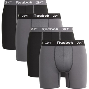 image:imageReebok Mens Boxer Briefs  4 Pack Underwear with Contour Pouch 6 Inseam  Athletic Stretch Performance MoistureWicking Fabric No Fly Pouch TagFree WaistbandBlackBlackened Pearl