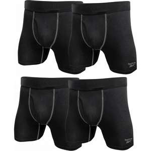 image:imageReebok Mens Boxer Briefs  4 Pack Underwear with Contour Pouch 6 Inseam  Athletic Stretch Performance MoistureWicking Fabric No Fly Pouch TagFree WaistbandCoal Black
