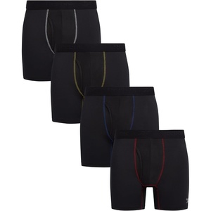 image:imageReebok Mens Boxer Briefs  4 Pack Underwear with Contour Pouch 6 Inseam  Athletic Stretch Performance MoistureWicking Fabric No Fly Pouch TagFree WaistbandSolid Black