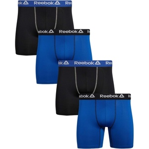 image:imageReebok Mens Boxer Briefs  4 Pack Underwear with Contour Pouch 6 Inseam  Athletic Stretch Performance MoistureWicking Fabric No Fly Pouch TagFree WaistbandBlue