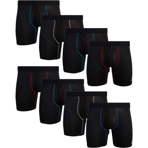 image:imageReebok Mens Boxer Briefs  8 Pack Performance Stretch Mens Underwear Boxers with Functional Fly 6 Inseam Boxers for MenAll Black