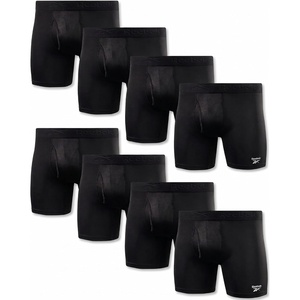 image:imageReebok Mens Boxer Briefs  8 Pack Performance Stretch Mens Underwear Boxers with Functional Fly 6 Inseam Boxers for MenBlack