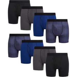 image:imageReebok Mens Boxer Briefs  8 Pack Performance Stretch Mens Underwear Boxers with Functional Fly 6 Inseam Boxers for MenBlackBlue DepthsDark GreyPrint