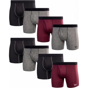image:imageReebok Mens Boxer Briefs  8 Pack Performance Stretch Mens Underwear Boxers with Functional Fly 6 Inseam Boxers for MenBlackFigGrey