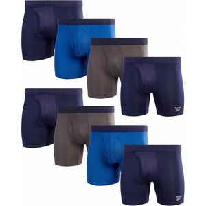 image:imageReebok Mens Boxer Briefs  8 Pack Performance Stretch Mens Underwear Boxers with Functional Fly 6 Inseam Boxers for MenBlueNavy