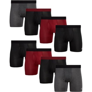 image:imageReebok Mens Boxer Briefs  8 Pack Performance Stretch Mens Underwear Boxers with Functional Fly 6 Inseam Boxers for MenGrayBlackRedBlack