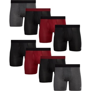 image:imageReebok Mens Boxer Briefs  8 Pack Performance Stretch Mens Underwear Boxers with Functional Fly 6 Inseam Boxers for MenGreyBlackRedBlack