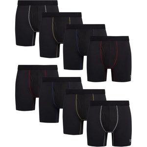 image:imageReebok Mens Boxer Briefs  8 Pack Performance Stretch Mens Underwear Boxers with Functional Fly 6 Inseam Boxers for MenSolid Black