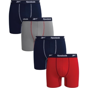 image:imageReebok Mens Boxer Briefs 4 Pack Soft Athletic Boxers with Contour Pouch  Smooth Soft Feel Designed for Everyday Comfort Elastic Waistband Stays in Place Without IrritationLight GreyMaritime BlueRedMaritime Blue