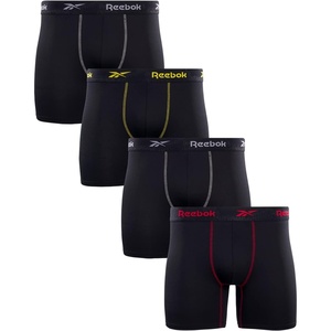 image:imageReebok Mens Boxer Briefs 4 Pack Soft Athletic Boxers with Contour Pouch  Smooth Soft Feel Designed for Everyday Comfort Elastic Waistband Stays in Place Without IrritationAll Black