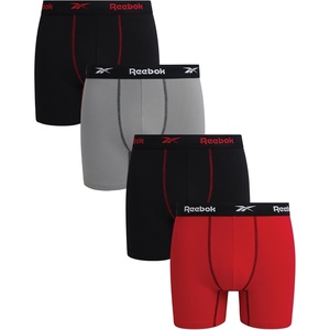 image:imageReebok Mens Boxer Briefs 4 Pack Soft Athletic Boxers with Contour Pouch  Smooth Soft Feel Designed for Everyday Comfort Elastic Waistband Stays in Place Without IrritationBlackLight GreyBlackRed