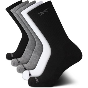 image:imageReebok Mens Crew Socks  Moisture Wicking Athletic Cushioned Socks 5 Pack  Stretch Performance Reinforced Heel amp Toe Arch Support Mid Calf StayUp Cuff Shoe Size 6125Black Grey Assorted
