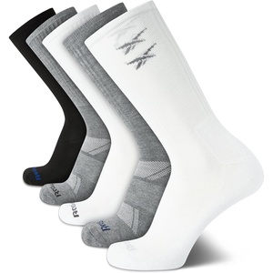image:imageReebok Mens Crew Socks  Moisture Wicking Athletic Cushioned Socks 5 Pack  Stretch Performance Reinforced Heel amp Toe Arch Support Mid Calf StayUp Cuff Shoe Size 6125BlackWhiteGrey