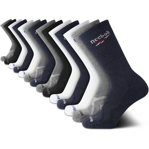 image:imageReebok Mens Crew Socks  Moisture Wicking Cushioned Athletic Socks 10 Pack  Stretch Performance Reinforced Heel amp Toe Arch Support Mid Calf StayUp Cuff Shoe Size 6125Multi 14pk