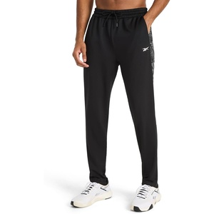 image:imageReebok Mens Id Train Snake Print Pant Standard Fit 30 Inseam Lightweight Stretch Poly Micro Terry Jersey FabricBlack