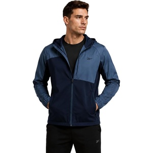 image:imageReebok Mens Lightweight FleeceLined Softshell Jacket Wind Resistant Hood  Wind and Water Resistant Shell for Daily Commutes or Travel Streamlined Athletic Cut Protective Collar for Chilly MorningsMineral Blue
