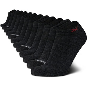 image:imageReebok Mens Low Cut Socks Cushioned Moisture Wicking Athletic Socks 12 Pack  Stretch Performance Reinforced Heel amp Toe Arch Support Low Cut No Show Shoe Size 6125Black Logo
