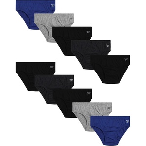 image:imageReebok Mens Low Rise Briefs 10 Pack Soft Stretch Cotton Underwear Briefs  Low Rise Cut Sits Comfortably Below the Waist for a Smooth Fit Under Jeans or Joggers Reduces IrritationBlackCobalt BlueGreyCharcoal