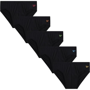 image:imageReebok Mens Low Rise Briefs 5 Pack Athletic Underwear with Contour PouchSolid Black