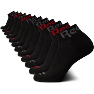 image:imageReebok Mens Quarter Socks Arch Support Performance Cushioned Socks 12 Pack  Stretch Performance Fabric Cushioned Arch Support Reinforced Heel amp Toe Shoe Size 6125Black Logo