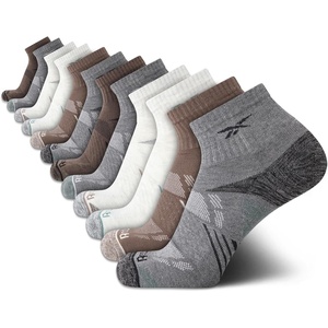 image:imageReebok Mens Quarter Socks Arch Support Performance Cushioned Socks 12 Pack  Stretch Performance Fabric Cushioned Arch Support Reinforced Heel amp Toe Shoe Size 6125Grey Assorted