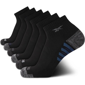 image:imageReebok Mens Quarter Socks Arch Support Performance Cushioned Socks 6 Pack  Stretch Performance Fabric Cushioned Arch Support Reinforced Heel amp Toe Shoe Size 6125Classis Black