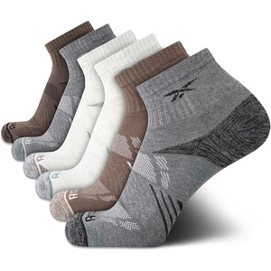 image:imageReebok Mens Quarter Socks Arch Support Performance Cushioned Socks 6 Pack  Stretch Performance Fabric Cushioned Arch Support Reinforced Heel amp Toe Shoe Size 6125Grey Assorted